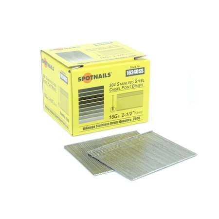 Spotnails 16 Gauge 2-1/2in Straight Brads 304 Stainless 16240SS